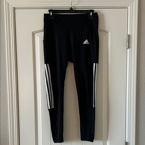 Adidas Women's Black Leggings with White Stripes